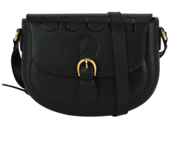 Logo Embossed Shoulder Bag, Leather, Black, 675923498879, DB, 3*